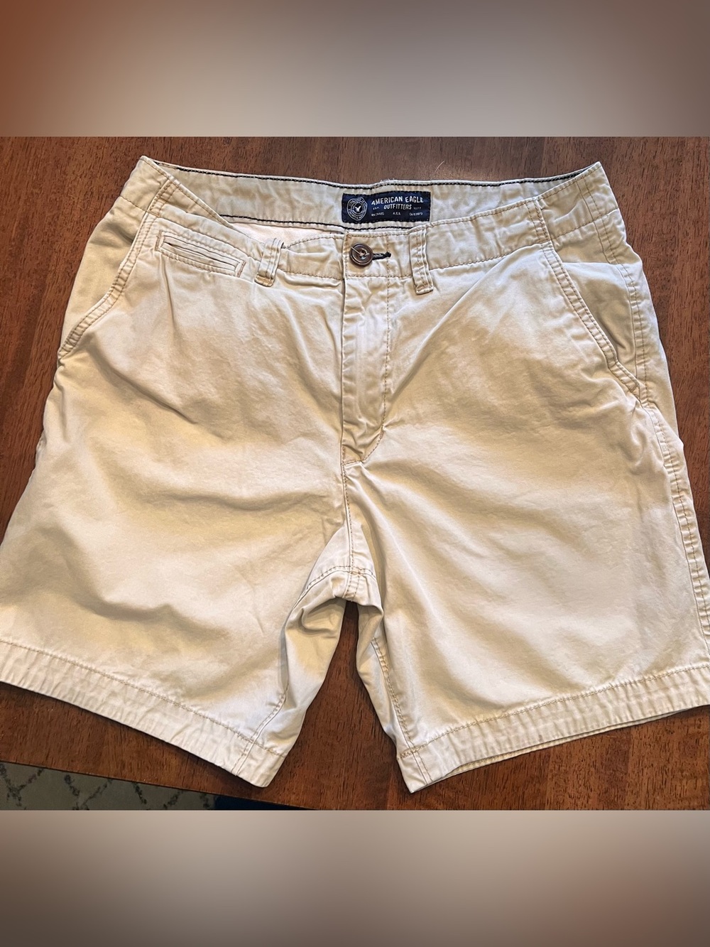 American Eagle Outfitters Men's Beige Flat-Front Chino Shorts